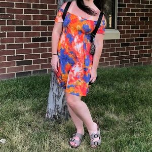 Super cute multicolored off shoulder dress